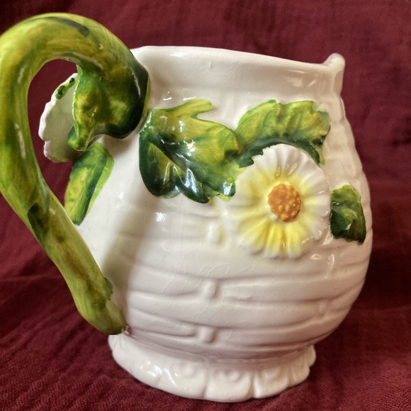 Vintage Lefton Japan Rustic Daisy Ceramic Creamer Pitcher Pot! - Picture 5 of 15